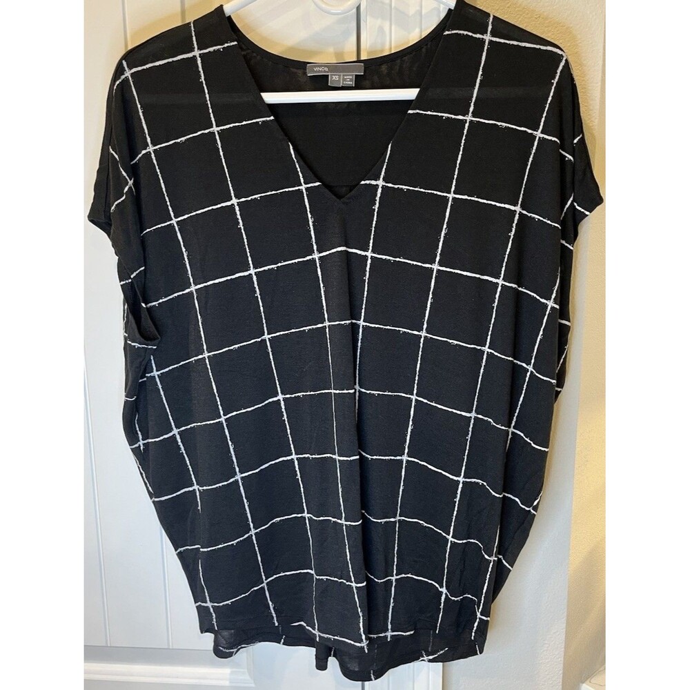 Women's Vince Windowpane Print Knit Top - Size XS